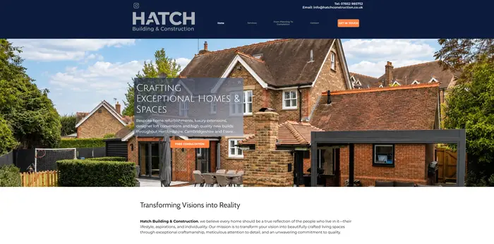 Hatch Contruction Website created by JL Web Design 